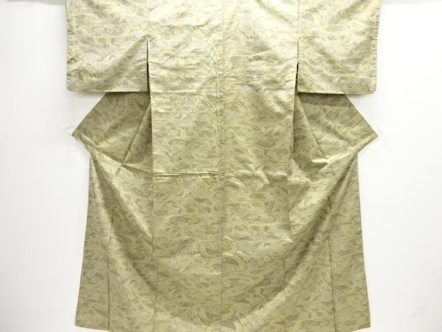 JAPANESE KIMONO / NISHIJIN OMESHI / WOVEN ABSTRACT HOUSE SCENERY 